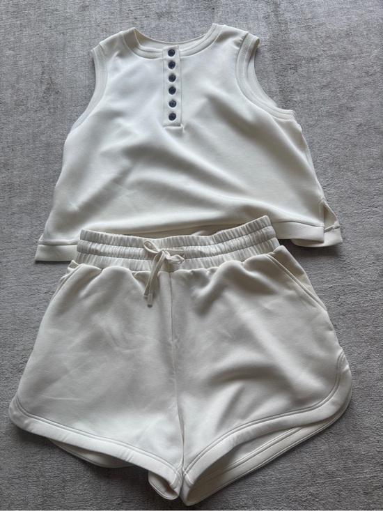Varley Other - Varley Ivory Sleeveless Henley Tank and Drawstring Shorts Set